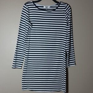 Julia Black and White Striped Long Sleeve Mini Dress